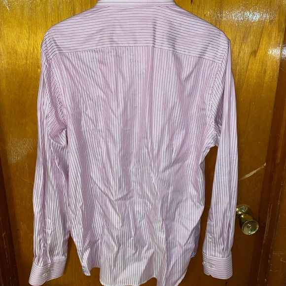 Robert Graham Men’s Button Down Shirt 16.5 Neck With Pink and White Stripe - Picture 2 of 6